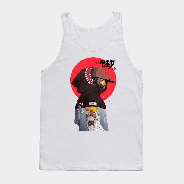 Vaporwave Cyberpunk Cyborg Samurai Tank Top by OWLvision33